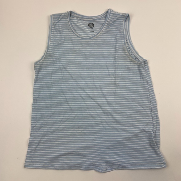 So Tank Top Womens Small Round Neck Blue White Stripes - Picture 1 of 6